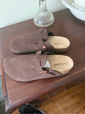 Brown Kidmi Slip-On Clog with Adjustable Strap